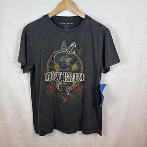 Lucky Brand Women's Boyfriend Phantom Distressed Tee Faded Black Size Small NWOT